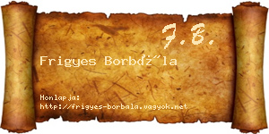 Frigyes Borbála névjegykártya